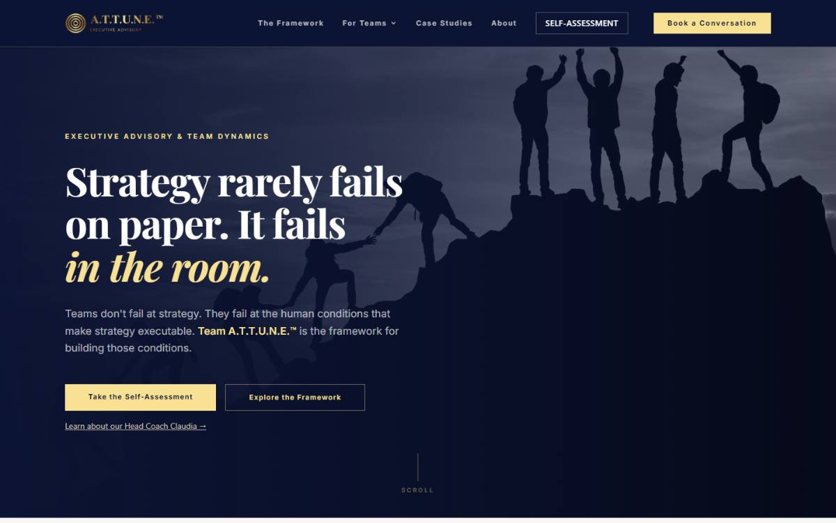 ATTUNE leadership advisory website homepage