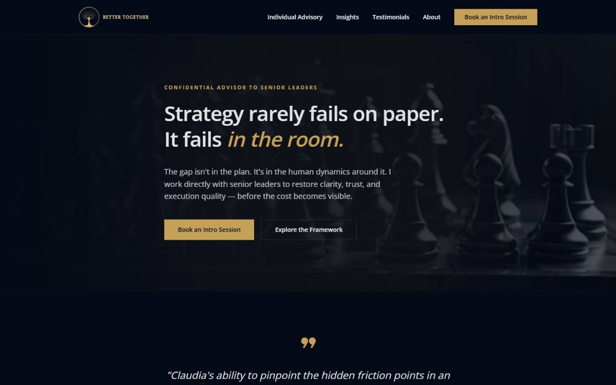 Better Together Group website homepage